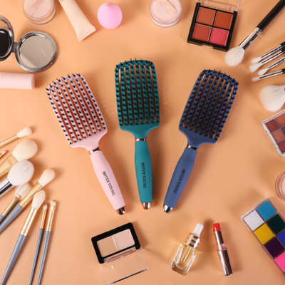 Furkë flokësh Ovia Hair Brush, qime natyrale, roze