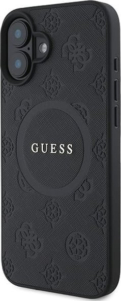 Këse telefoni Guess Saffiano Peony Classic Logo, MagSafe, për iPhone 16 6.1", e zezë