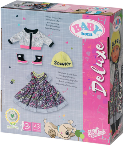 Set rrobash për kukullë Zapf BABY born City Deluxe, 43 cm, shumëngjyrësh
