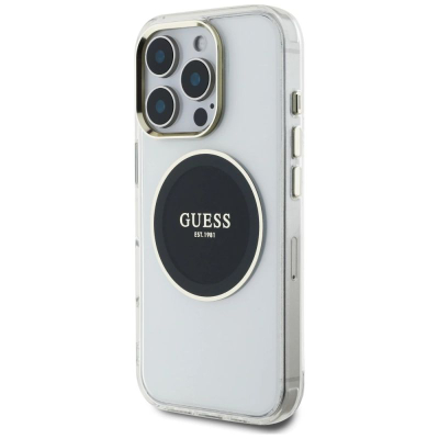 Футрола за телефон Guess IML Metal Colored Circle, MagSafe, за iPhone 16 Pro, проѕирна