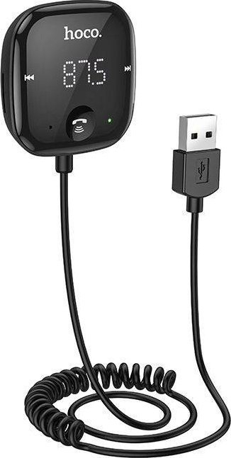 Transmetues FM për makinë Hoco E65 Unity, Bluetooth, me mikrofon, i zi