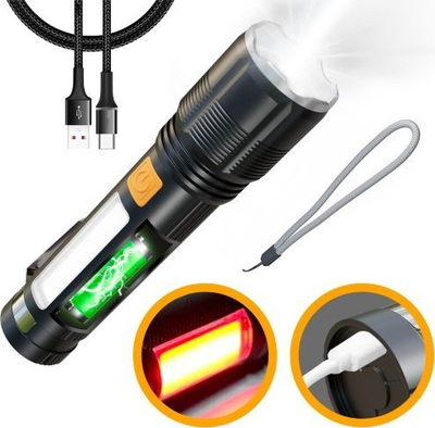 Elektrik dore Extralink Military Tactical, LED, rikarikues me USB, i zi