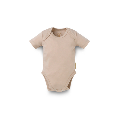 Body bebe Kenguru Gold Hazelnut, pambuk organik, me mëngë të shkurtra, ngjyrë bezhë, 56-62 cm