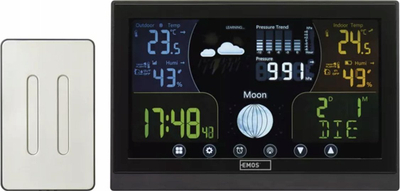Stacion moti pa tela EMOS Home E6018, ekran me prekje me ngjyra, sensor jashtë, i zi