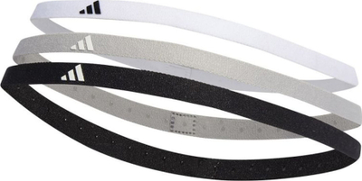 Shirit flokësh sportiv Adidas 3pp Fitness, set me 3 copë, antirrëshqitës, i zi, gri edhe i bardhë