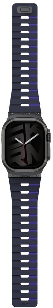 Rrip dore për Apple Watch Skinarma Gemini, 49/46/45/44 mm, silikoni, blu e errët