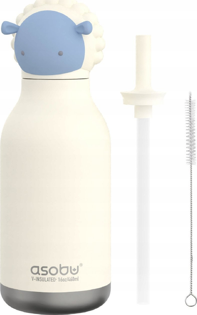 Shishe uji për kalamoj Bestie Bottle White Sheep, 16oz, çelik inox i izolum, e bardhë