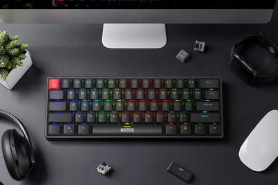 Tastierë gaming Marvo Scorpion KG933G Saber 61, mekanike 60%, RGB, UK layout, e zezë