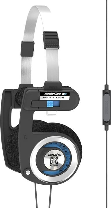 K слушалки Koss Porta Pro Mic Remote, со микрофон, со кабел, црни