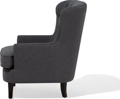 Karrige kolltuk VIBORG II, stil wingback, me stof, gri e errët