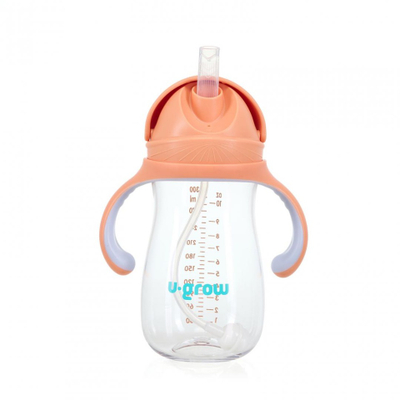 Gotë Tritan me tubth U-Grow, 300ml, portokalli