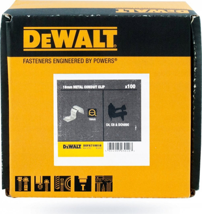 Kapëse metalike DeWalt Conduit Clip DCN890, 16mm, set 100 copë, metalike