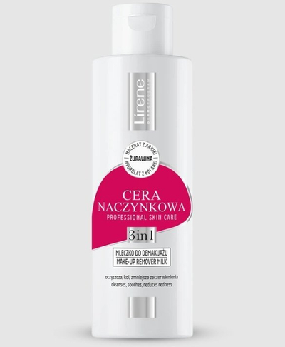 Qumësht pastrues fytyre dhe sysh Lirene Red Skin, ushqyes, për lëkurë të skuqur, 200 ml