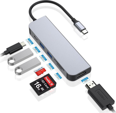 Stacion USB C Conceptronic DONN02G, 6 në 1, HDMI, Power Delivery, gri