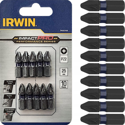 Set bitash kaçavide Irwin Impact Pro Performance PZ2, 25mm, 10 copë, gri
