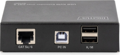 Ekstender KVM USB Digitus me kabllo rrjeti Cat 5, deri në 200 m, Cat 5e/6, ngjyrë e zezë