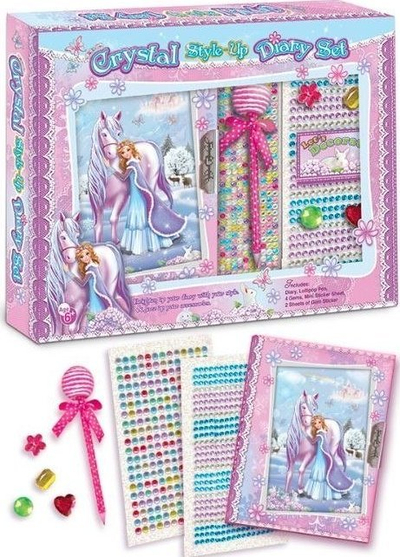 Set ditar kreativ Pulio Crystal Style Up Horse, me çelës, me stilolaps dhe ngjitëse zbukuruese, rozë