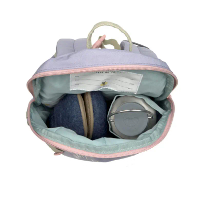 Çantë shpine për fëmijë Lässig Tiny Backpack Outdoor Rainbow, poliestër i ricikluar, e papërshkueshme nga uji, lejla pastel