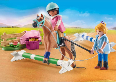 Set lodër Playmobil Country 71242 Mësime kalërimi, 37 copa, për kalamaj 4-12 vjeç, shumëngjyrësh