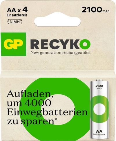 Bateri rikarikueshme GP ReCyko AA RCK210AA112C4, 2100mAh, 1.2V, set 4 copë