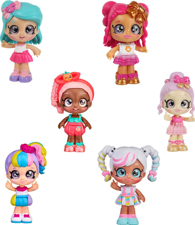 Kukull mini Kindi Kids TM Toys, seri me kukulla për me i mbledh, model me short, shumëngjyrëshe
