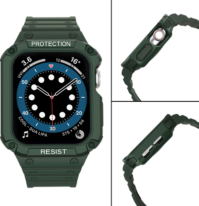 Rrip mbrojtës për Apple Watch 41/40/38 mm, TPU, sportiv, jeshil i errët