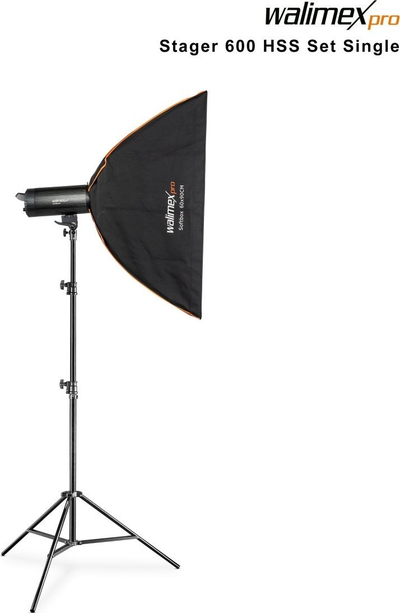 Blic studio Walimex Pro Stager 600 HSS Single, set profesional, i bardhë