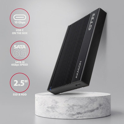 Kuti e jashtme Axagon EE25-GTR, për disqe 2.5" SSD / HDD, USB 3.2 Gen 2, ngjyrë argjendi