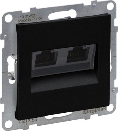 Prizë dyfishe kompjuterike Legrand SUNO 721453, RJ45 Cat 6 UTP, e zezë