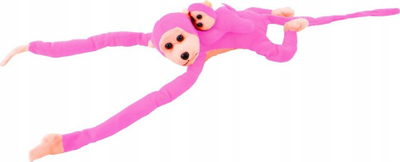Lodër plushe majmun me bebe Mascot, 70 cm, rozë