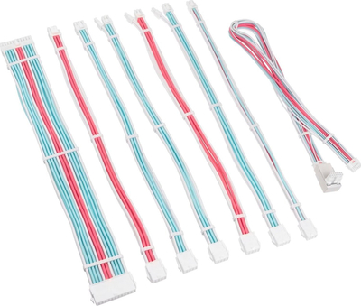 Set kabllosh zgjatues për PC Kolink Core Pro 12VHWPR Type 2, 16AWG, me adaptor 12V 16 pin, e bardhë blu rozë