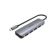 Përshtatës USB-C Unitek UHUB P5+, 4 porte USB-A, 12W, i hirtë