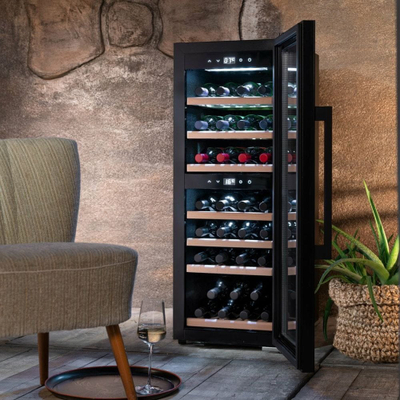 Frigorifer vere CASO WineExclusive 126 Smart, 126 shishe, 2 zona temperature, i zi
