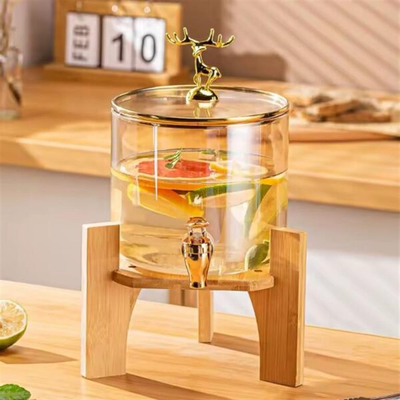 Dispenser qelqi për pije me mbajtëse druri. UNIMIKS