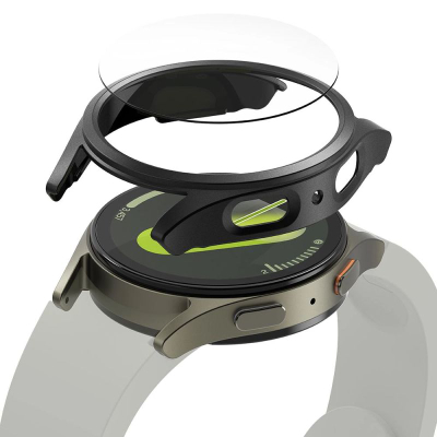 Këllëf me xham Ringke për Galaxy Watch 7 44mm, i hollë, që s’zverdhet, titanium i zi