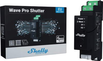 Модул за завеси Shelly Wave Pro Shutter Z-Wave, мерење енергија, монтирање на DIN шини, бел