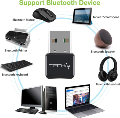 Adapter Bluetooth Techly IDATA USB BLT5, Bluetooth 5.0, rreze 10 m, i zi