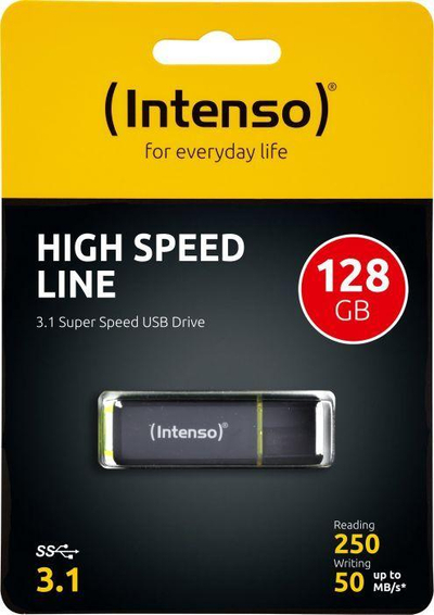 USB Intenso High Speed Line, 128GB, USB 3.1, e zezë