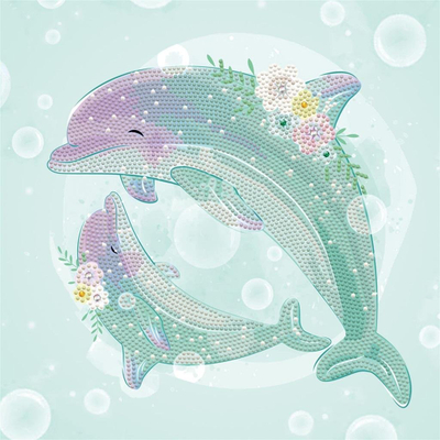 Set pikturimi me diamante DIAMOND DOTZ Dolphin Dance, kanavacë me ngjitës, shumëngjyrësh