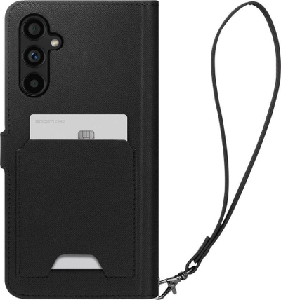 Këllëf telefoni Spigen Wallet S Plus për Samsung Galaxy A54 5G, lëkurë PU, me portofol, ngjyrë e zezë