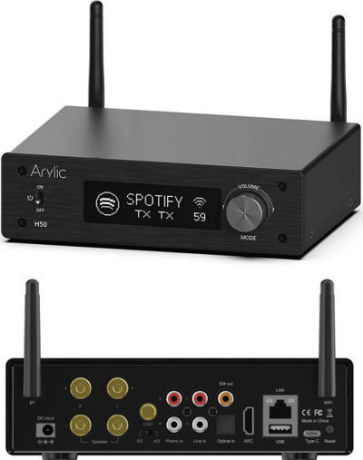 Amplifikator stereo wireless Arylic H50, Wi‑Fi, Bluetooth 5.2, i zi