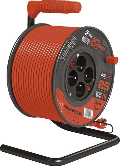 Rrjet zgjatues në bobinë Emos P194253, 4 priza, 25m, IP20