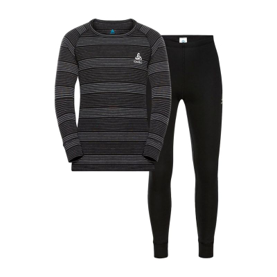 Set i të brendshmeve termike për fëmijë Odlo Active Warm, bluza me mëngë të gjata, pantallona të gjata, i zi