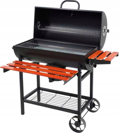 Grill me qymyr pa markë, me kapak, sipërfaqe 71x34.5 cm, i zi