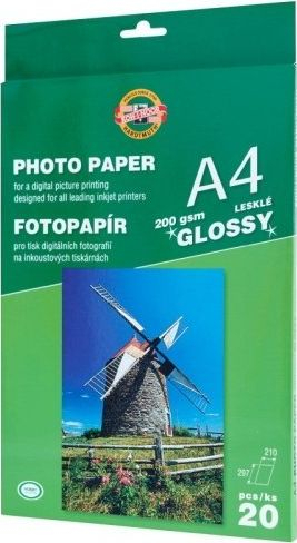 Letër fotografike Koh-i-noor A4, me shkëlqim, 200g, 20 fletë
