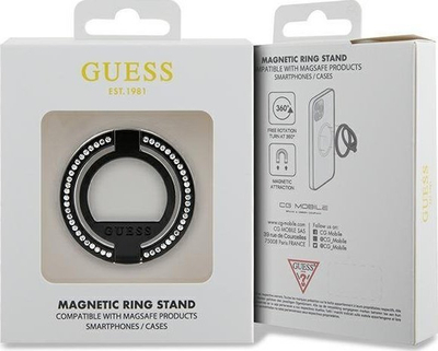 Mbajtëse unaze MagSafe Guess GUMRSALDGK, me gurë shkëlqimi, e zezë