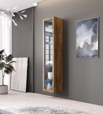 Vitrinë muri Cama VIGO 180, me xham, 180x40x30cm, dru lisi wotan