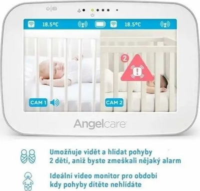 Бебефон Angelcare AC327, движење и видео, двонасочна комуникација, бел