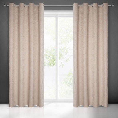 Perde Eurofirany Drape 386650, 140x250cm, kadife me lule, bezhë