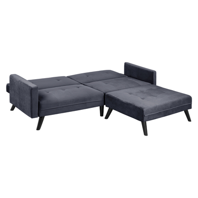 Kolltuk këndor krevati LIVIA HM3151.01, kadife, 211x158x83 cm, gri